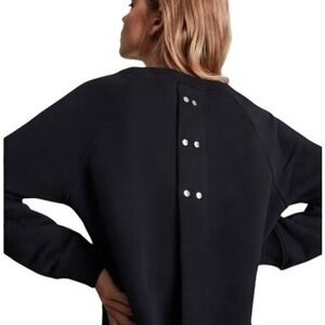 ALLSAINTS Black Snap Split Back Sweatshirt Mini Dress Raglan Sleeve Boatneck M